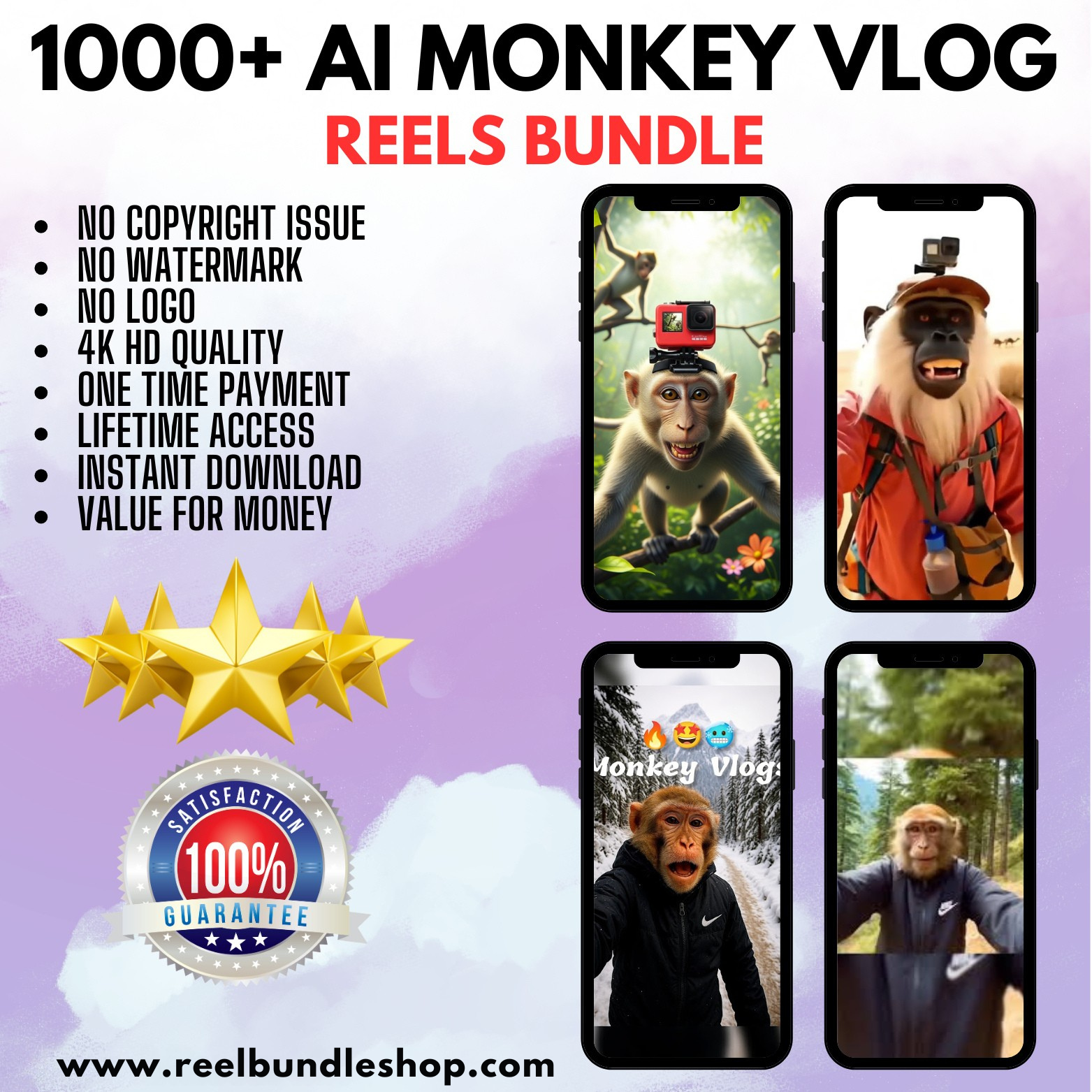 1000+ AI MONKEY VLOG REELS BUNDLE