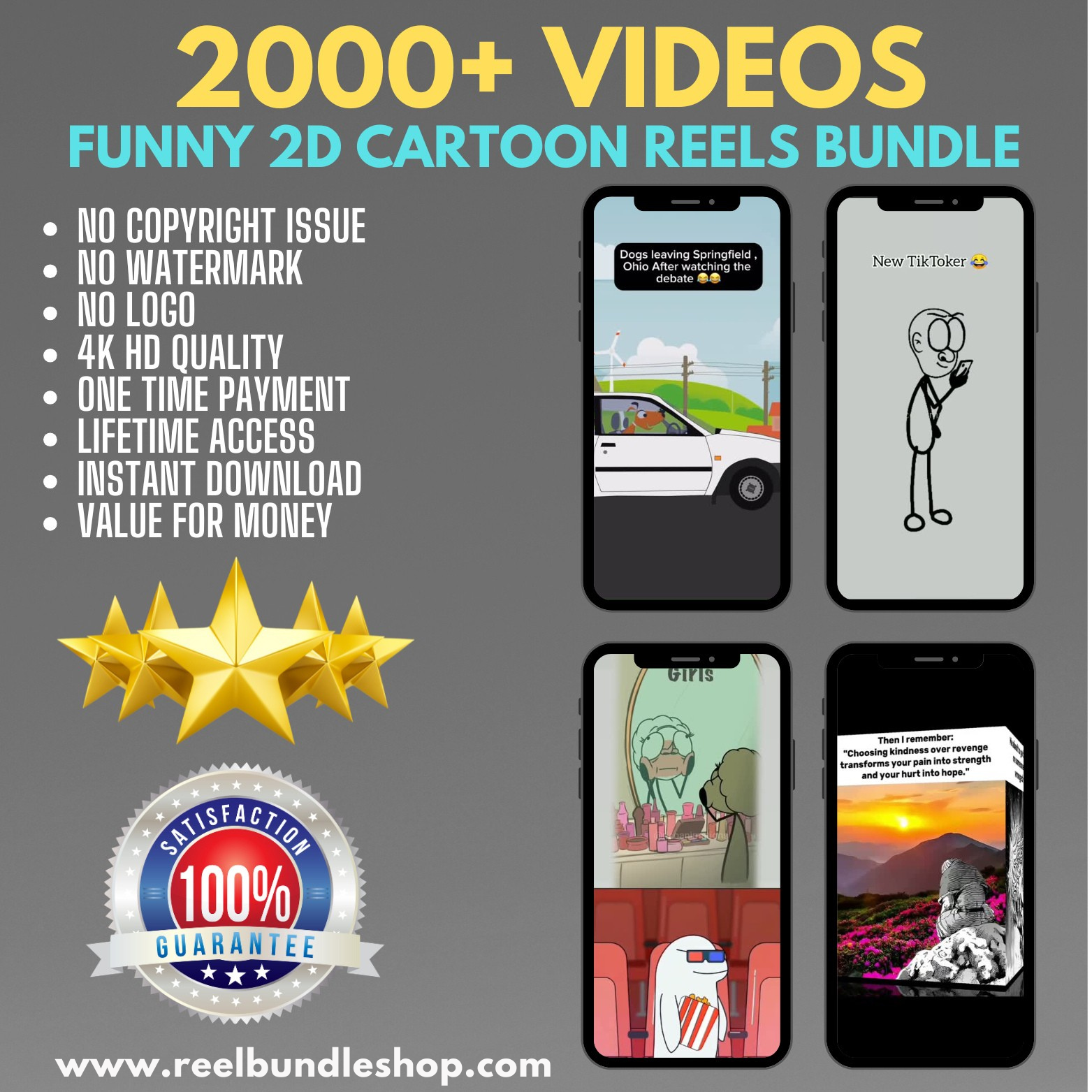 2000+ FUNNY 2D CARTOON REELS BUNDLE (NEW)